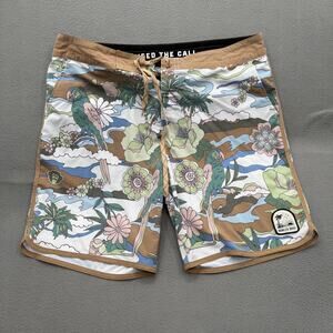 Howler Brothers Board Shorts Mens 38 Tropical Hawaiian Parrot Floral Swim Trunks